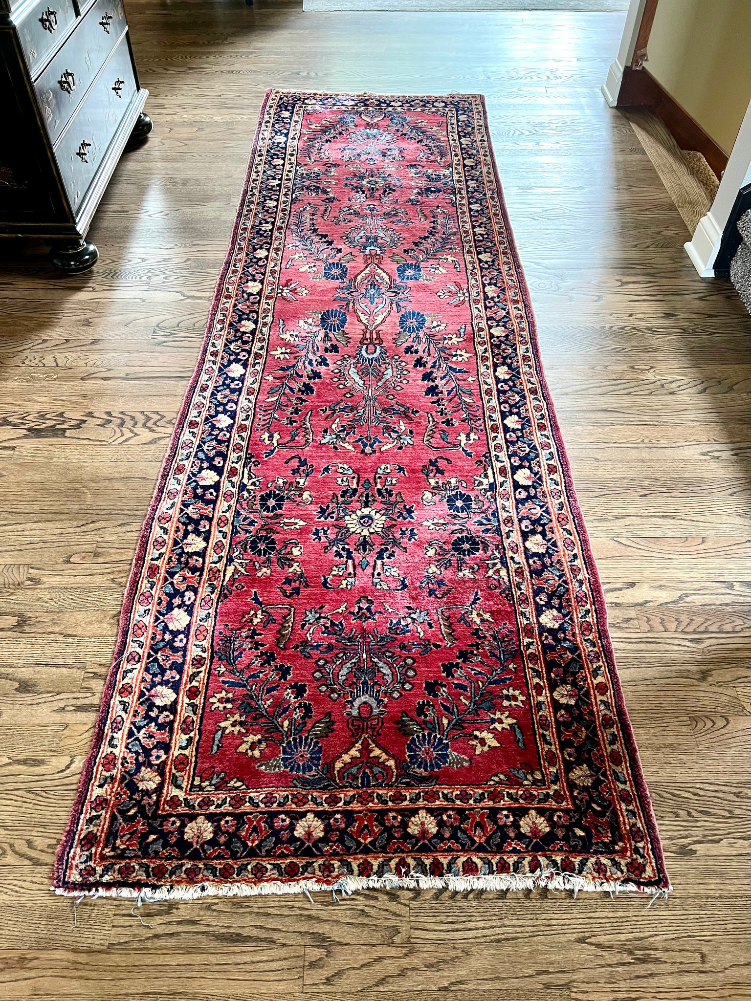 Antique Handmade 9' Lilihan Style Runner Rug