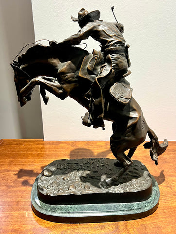 Frederick Remington Solid Bronze Bronco Buster Sculpture