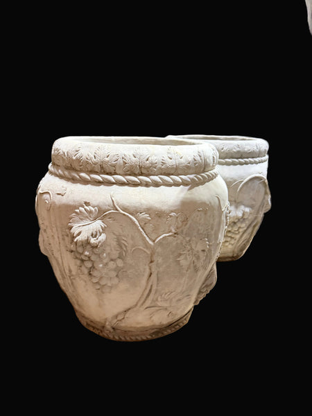Pair of French Neoclassical Grapevine Garden Planter Vases Urns