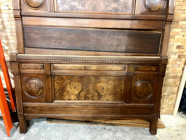 Antique Victorian Eastlake Style Walnut High Back Full Size Bed