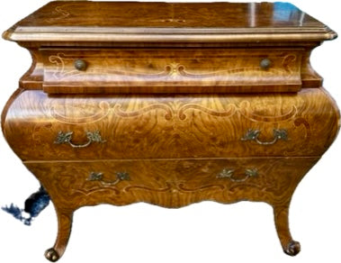 Italian Genovese Style Bombe Chest Inlaid with Rosewood