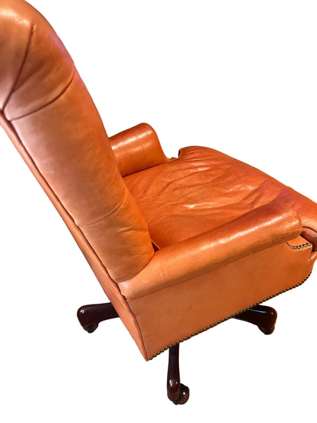 Hickory Chair Orange Tufted Leather Office Chair