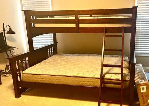 Twin Over Queen Bunk Beds with Mattresses