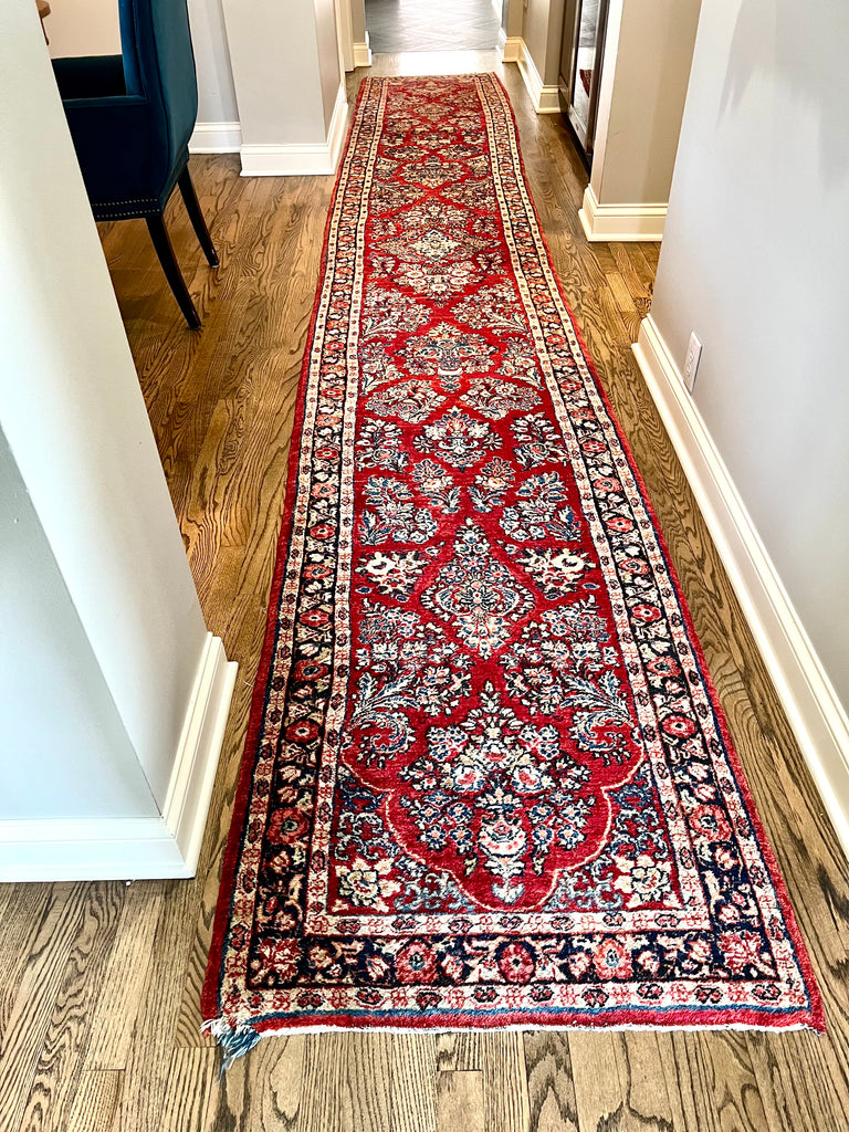 18 Runner Rug Antique Sarouk Handmade 18' Runner Rug โ KLM Luxury Consignment