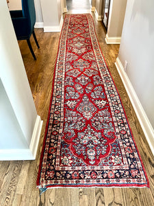 Antique Sarouk Handmade 18' Runner Rug