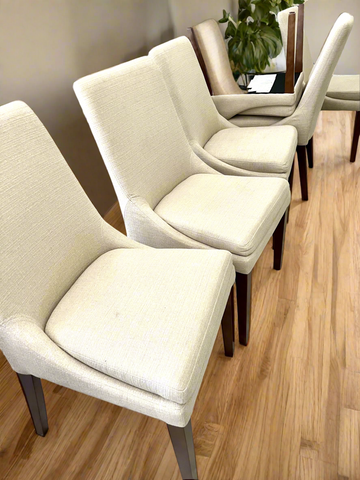 Set of 6 Cream Fabric Dining Chairs