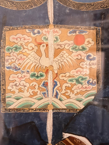 Antique Chinese Qing Dynasty Ancestor Portrait of a Civil Official, Framed Under Archival Glass