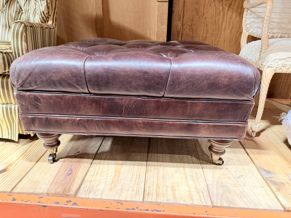 Leather Tufted Ottoman