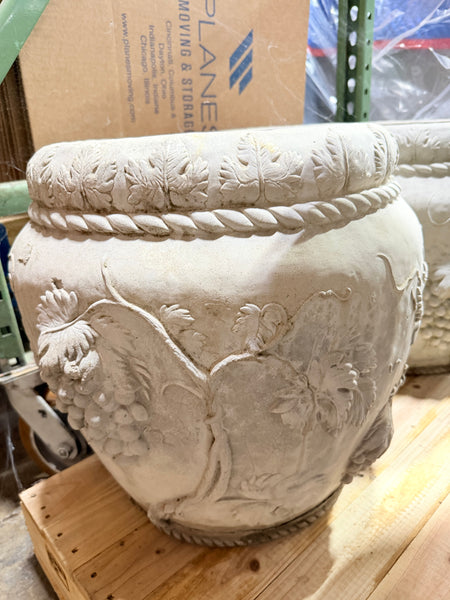 Pair of French Neoclassical Grapevine Garden Planter Vases Urns