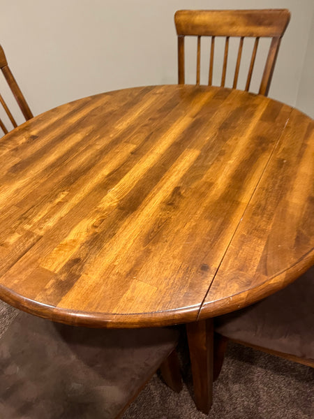 Round Drop Leaf Dining Table and 4 Chairs