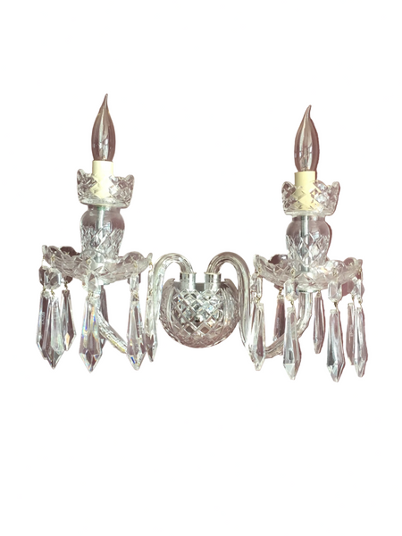 Authentic Waterford Crystal Cranmore Collection 9 Light Chandelier and Pair of Cranmore Sconces (Circa 1980)