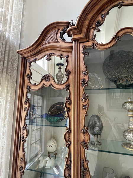 ANTIQUE French Louis XIII Triple Door Vitrine China Cabinet