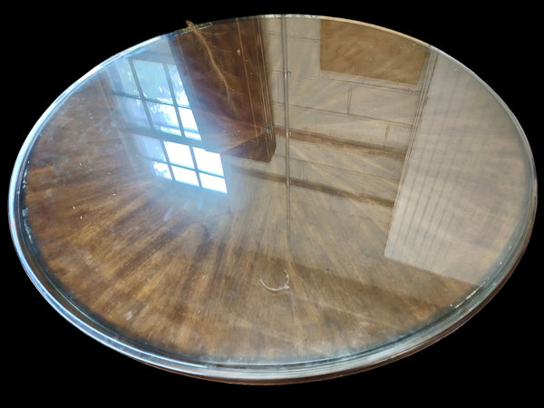 Round Solid Wood Dining or Center Table with Glass Top