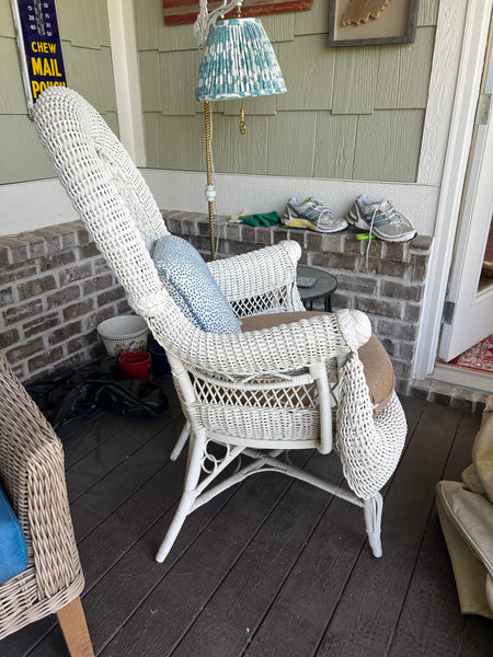 Antique Eastlake Victorian Wicker Chair with Cushion
