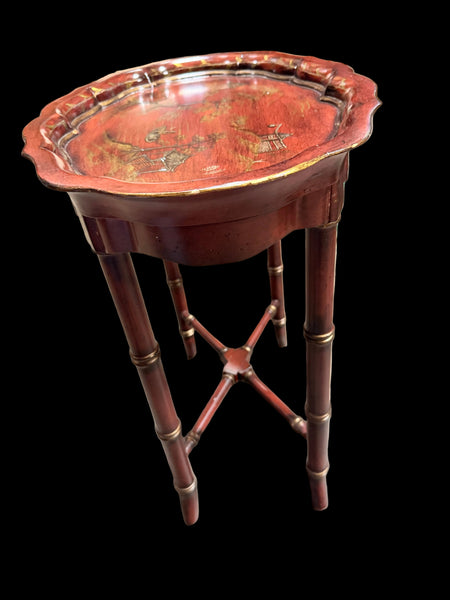 Chinoiserie Lacquered Tole Tray Table