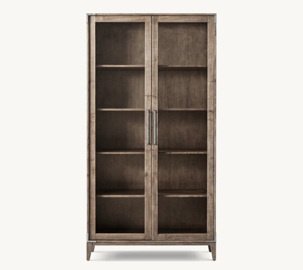 RESTORATION HARDWARE Cayden Campaign Glass Double Door Cabinet