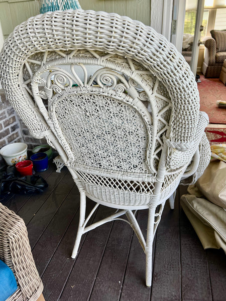 Antique Eastlake Victorian Wicker Chair with Cushion