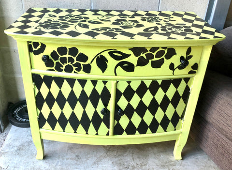 Handpainted Comode Chest Cabinet