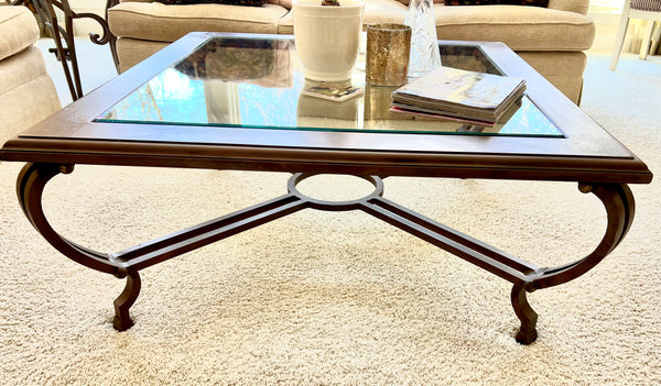 Iron and Glass Square Coffee Table