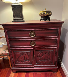 Red Wood Dresser Chest Hall Cabinet