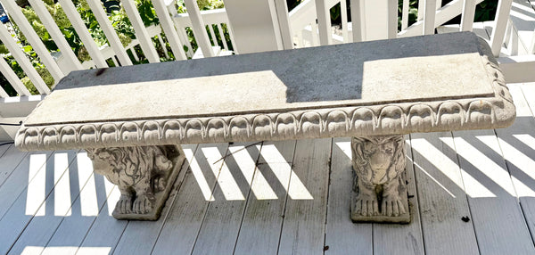 53" Cast Stone Lion Bench by Henri Studio