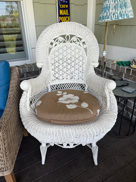 Antique Eastlake Victorian Wicker Chair with Cushion