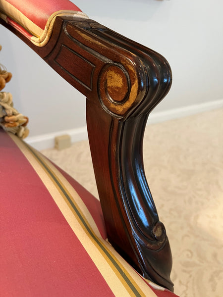 Pair of Custom Made Bergere Chairs with Silk Upholstery