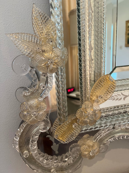 20th Century Large Venetian Murano Glass Mirror