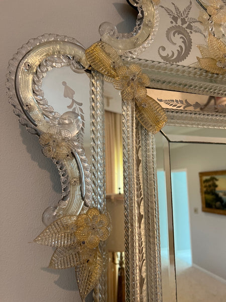 20th Century Large Venetian Murano Glass Mirror