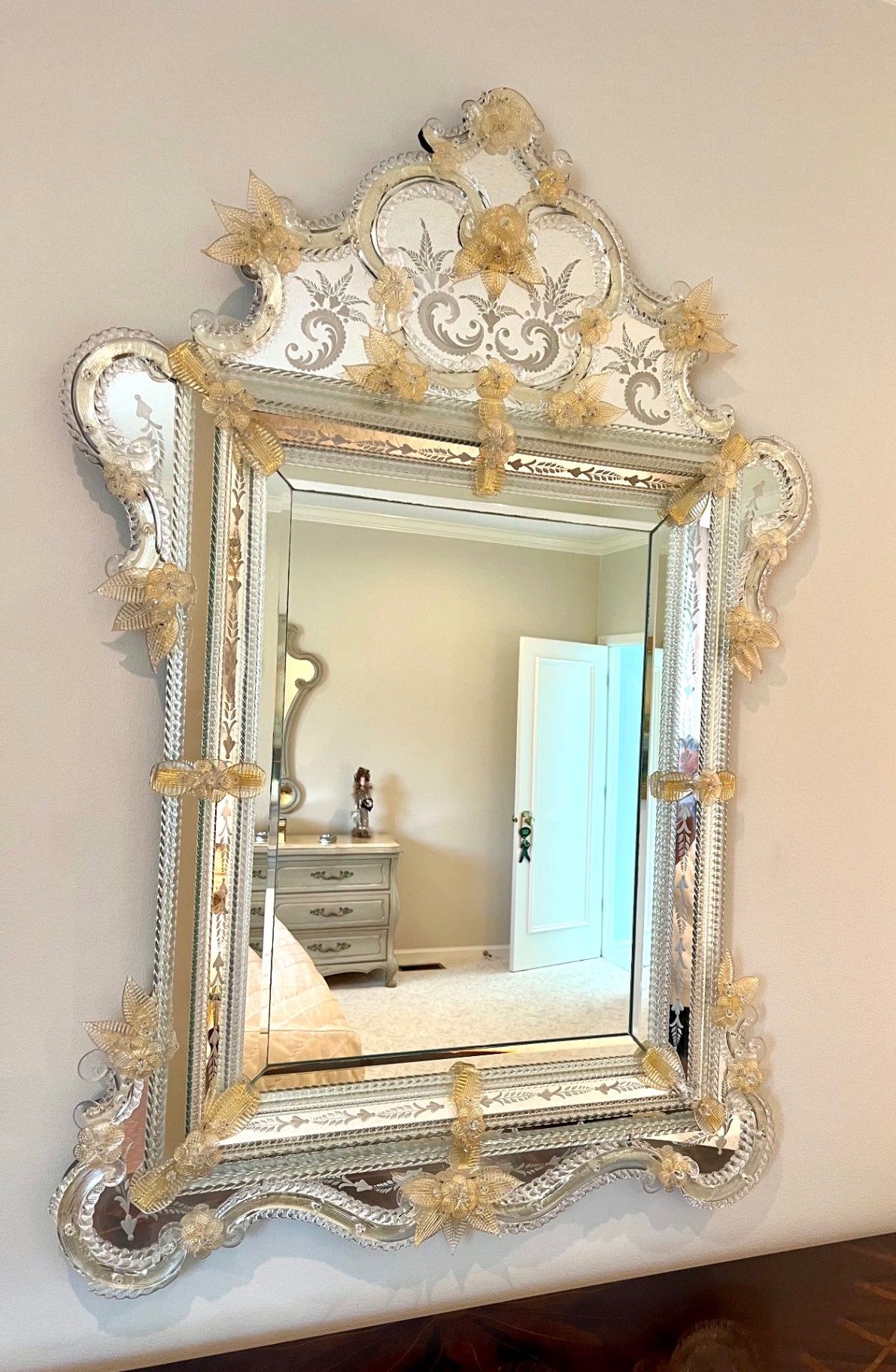 20th Century Large Venetian Murano Glass Mirror