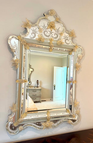 20th Century Large Venetian Murano Glass Mirror