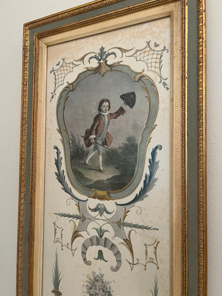 Vintage Pair of Licensed Reproductions Prints by Francois-Hubert Drouais Titled " Mademoiselle de Charlois" and "Duc D' Orleans"