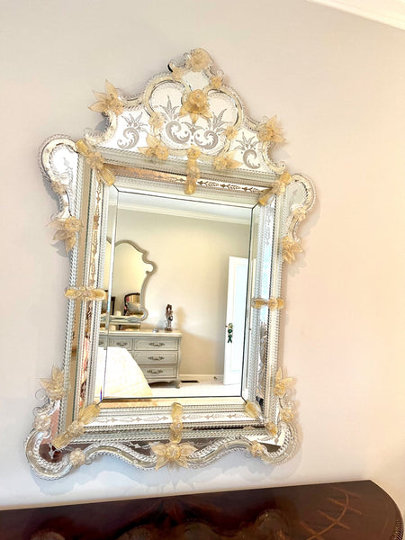 20th Century Large Venetian Murano Glass Mirror