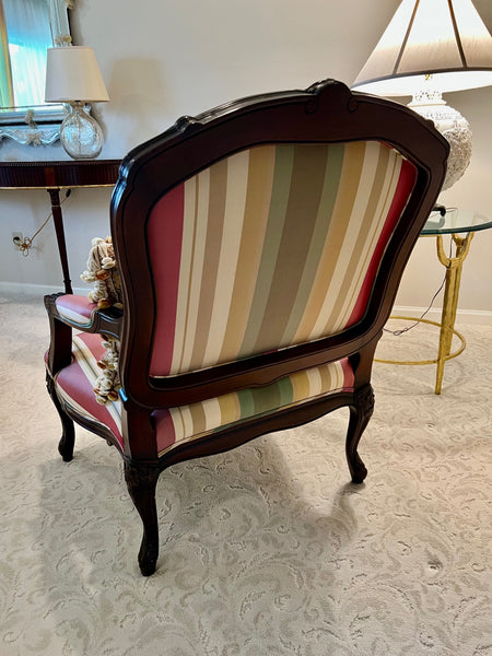 Pair of Custom Made Bergere Chairs with Silk Upholstery