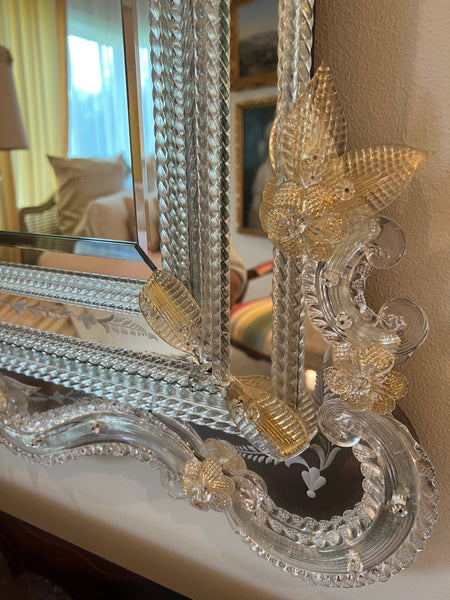 20th Century Large Venetian Murano Glass Mirror