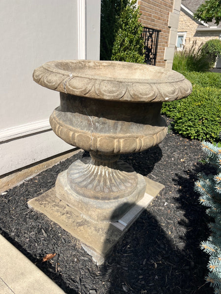 Pair of Cast Stone Urn Planters