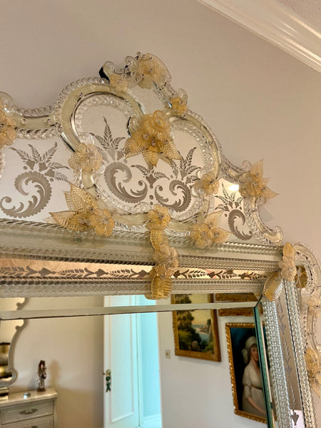 20th Century Large Venetian Murano Glass Mirror