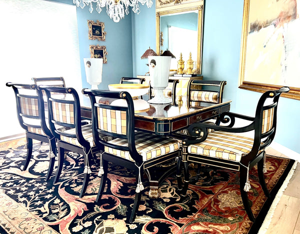 Baker Dining Furniture Black, beige, brown, gold