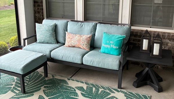 ARHAUS Montego Outdoor Aluminum Sofa, Ottoman and Side Table