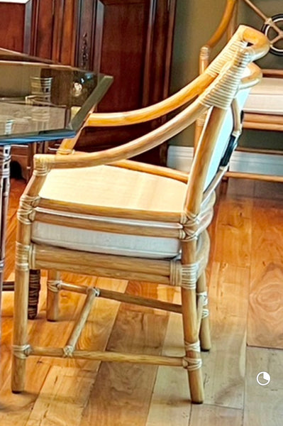 McGuire Target Back Rattan Dining Chairs - Set of 4