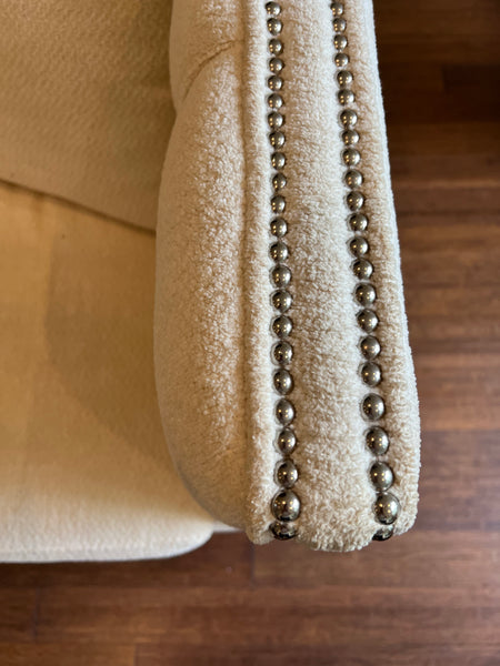 Ivory Tufted and Studded Sofa