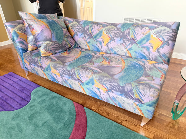 Pair of Vintage 1980s Postmodern Sculptural Sofa & Chaise Wieman / Kagan Style