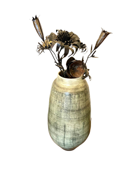 Set of 7 Vintage Brutalist Metal Flower Sculptures by Gino Bushini