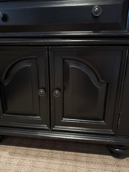 King Black Three Piece Bedroom Set - Bed, Mattress Set and Pair of Nightstands