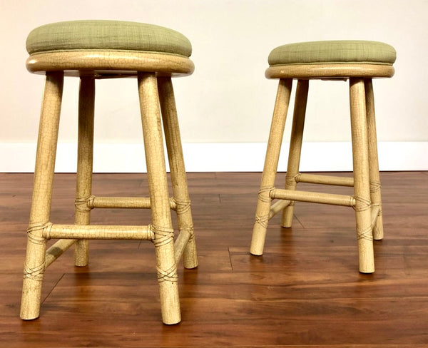 Pair of Vintage McGuire Counter Height Bar Stools