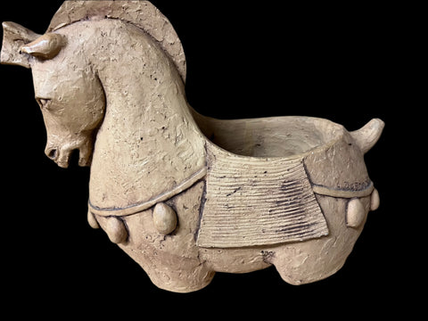 Lee Bortin Clay Horse Sculpture Pot