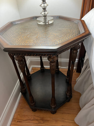 Brass and Wood Side Table