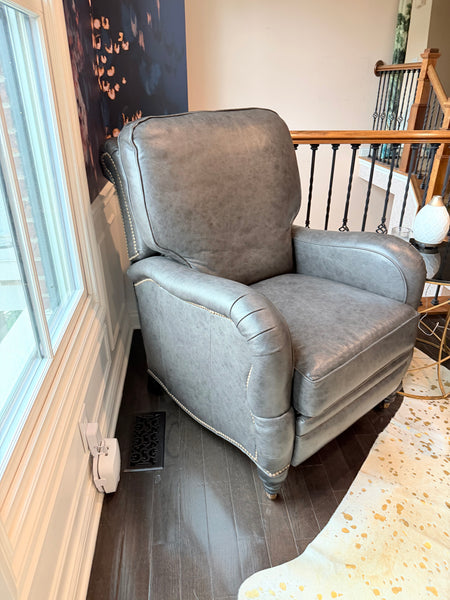 Arhaus Custom Nailhead Trim Leather Recliners (2 available)
