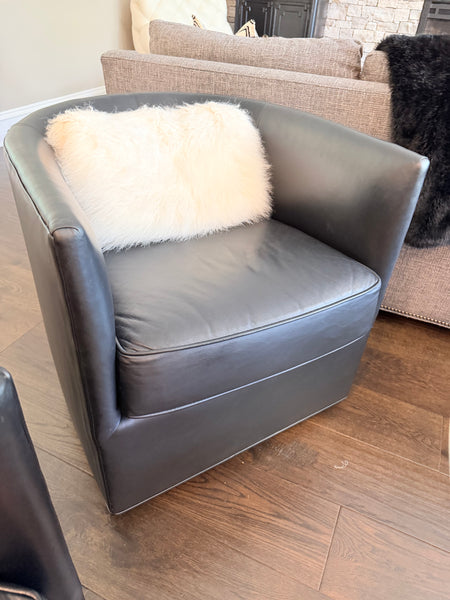 Black Swivel Barrel Chairs (4 Available)