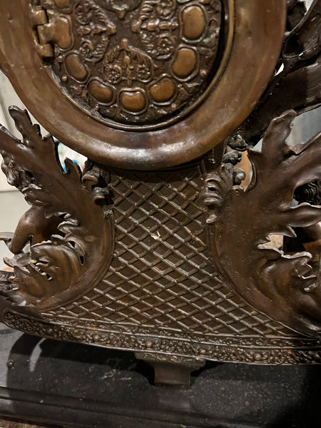 Antique Bronze Rococo Style Mantle Clock